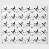 白黒スカルとボーン ラッピングペーパー (フラット)