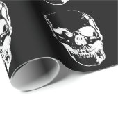 白黒スカルクリスマスラッピング紙 ラッピングペーパー (ロールコーナー)