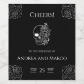 白黒スカルゴシック結婚ズ ワインラベル (シングルラベル)