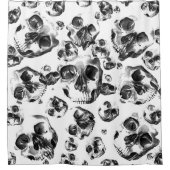 白黒スカルスケルトンスカルアートパターン シャワーカーテン (正面)