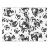 白黒スカルスケルトンスカルアートパターン テーブルクロス (正面(横))