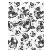 白黒スカルスケルトンスカルアートパターン テーブルクロス (正面)