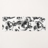 白黒スカルスケルトンスカルアートパターン ヨガマット (正面(横))