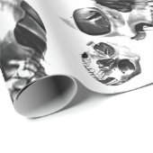 白黒スカルスケルトンスカルアートパターン ラッピングペーパー (ロールコーナー)