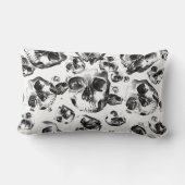 白黒スカルスケルトンスカルアートパターン ランバークッション (裏面)
