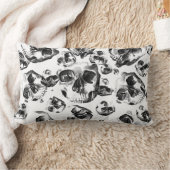 白黒スカルスケルトンスカルアートパターン ランバークッション (ブランケット)