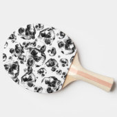 白黒スカルスケルトンスカルアートパターン 卓球ラケット (横)