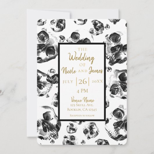 白黒スカルスケルトンスカル結婚ズ 招待状 (正面)
