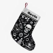 白黒スカルストッキング スモールクリスマスストッキング (正面 (吊り時))