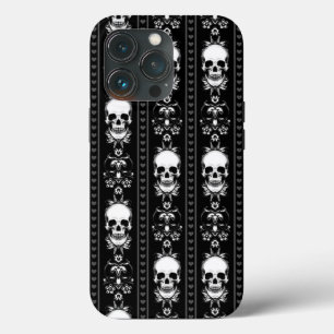 白黒スカルストライプ iPhone 13 PROケース