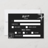 白黒スカルタトゥーウェディングRSVP 出欠カード (正面)