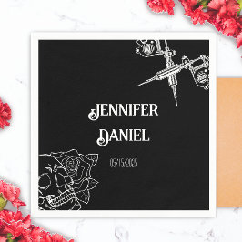 白黒スカルタトゥー結婚ズ スタンダードカクテルナプキン