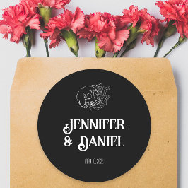 白黒スカルタトゥー結婚ズ ラウンドシール