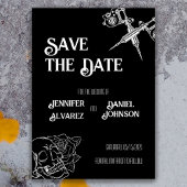 白黒スカルタトゥー結婚式招待状 マグネット招待状