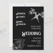 白黒スカルタトゥー結婚式招待状 招待状 (正面)