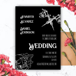 白黒スカルタトゥー結婚式招待状 招待状