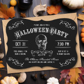 白黒スカルハロウィーンの衣装パーティー 招待状