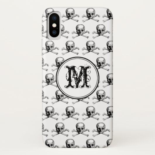 白黒スカルハロウィーンモノグラパーソナライズされたム Case-Mate iPhoneケース (裏面)