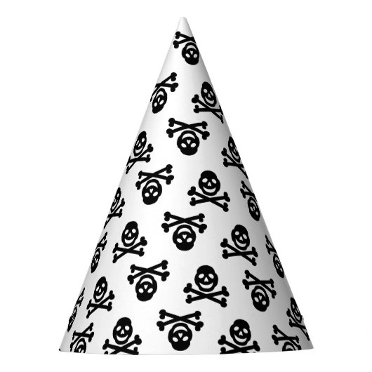 白黒スカルハロウィーン パーティーハット (正面)