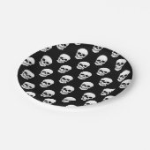 白黒スカルパターン不気味ハロウィン ペーパープレート (アングル)