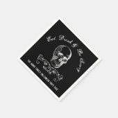 白黒スカルパーソナライズされたハローウィンパーティ スタンダードカクテルナプキン (角)