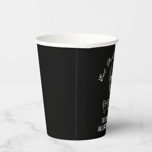 白黒スカルパーソナライズされたハローウィンパーティ 紙コップ (右)
