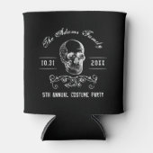 白黒スカルパーソナライズされたハローウィンパーティ 缶クーラー (正面)