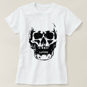 白黒スカルポップ・アートのアートワーク Tシャツ