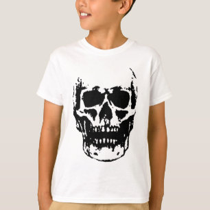 白黒スカルポップ・アートのアートワーク Tシャツ