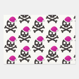 白黒スカルラッピング紙 ラッピングペーパーシート