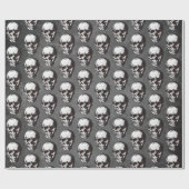 白黒スカル柄ハロウィンラッピングP ラッピングペーパー (フラット)