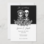 白黒スカル結婚夫婦 招待状 (正面)