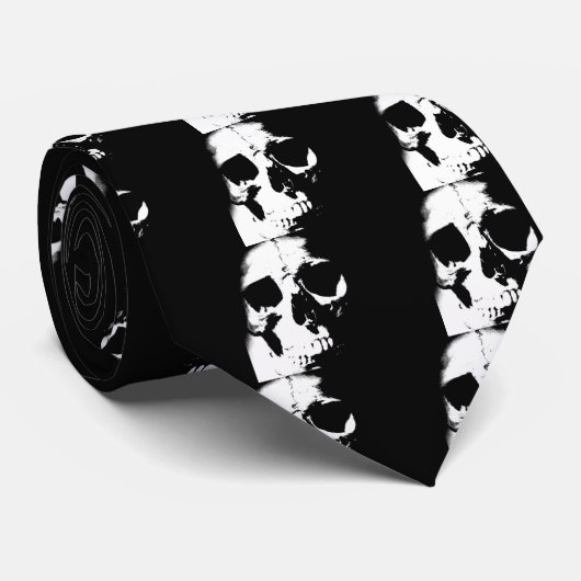 白黒スカル ネクタイ (ロール)