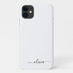 白黒スガーリークリプトのモノグラム名モダン iPhone 11 ケース