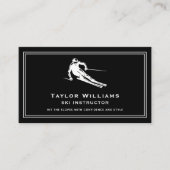 白黒スキーヤースキーコーチインストラクター 名刺 (正面)