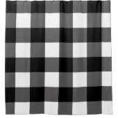 白黒スクウェア市松模様にバッファロープレイド シャワーカーテン (正面)