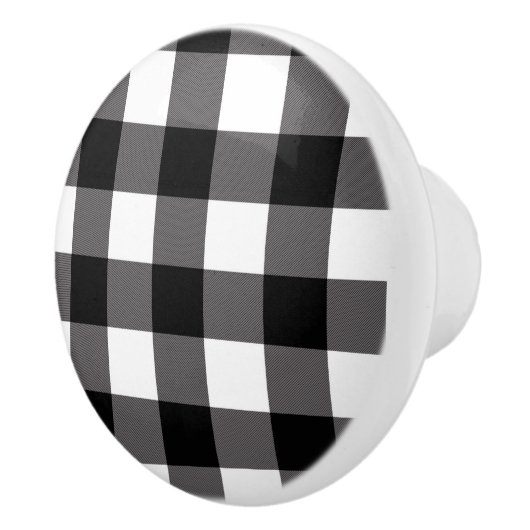 白黒スクウェア市松模様にバッファロープレイド セラミックノブ (右)