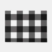 白黒スクウェア市松模様にバッファロープレイド ドアマット (正面)