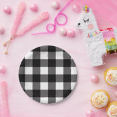 白黒スクウェア市松模様にバッファロープレイド ペーパープレート (パーティー)