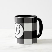 白黒スクウェア市松模様にバッファロープレイド マグカップ (正面右)