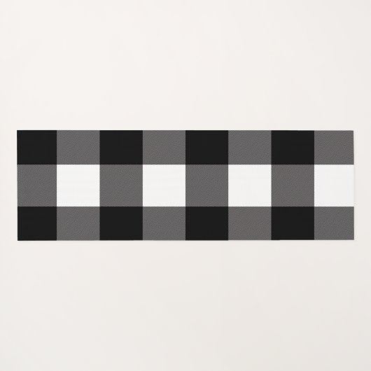 白黒スクウェア市松模様にバッファロープレイド ヨガマット (裏面(横))