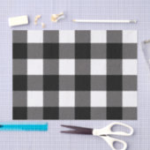 白黒スクウェア市松模様にバッファロープレイド 薄葉紙 (クラフト)