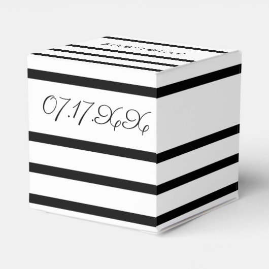 白黒スクエアの結婚ゲスト用のボックス フェイバーボックス (裏面サイド)