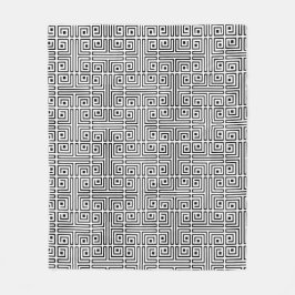 白黒スクエアラビリンス光学パターン フリースブランケット