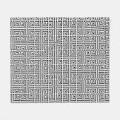 白黒スクエアラビリンス光学パターン フリースブランケット (正面(横))