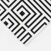 白黒スクエアラビリンス光学パターン フリースブランケット (角)