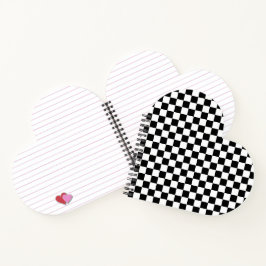 白黒スクエア柄のハートノート ノートブック