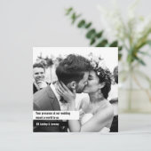 白黒スクエア結婚フォトサンキューカード 招待状 (スタンド正面)