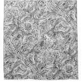 白黒スクラッチアートシャワーカーテン シャワーカーテン (正面)