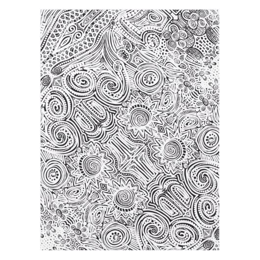 白黒スクラッチアートテーブルテーブルカバー テーブルクロス (正面)